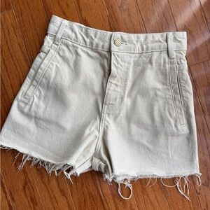 Zara High Waist Cream Shorts